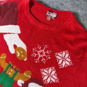 Party Sweater Gingerbread Man Ugly Christmas Sweater‎ Red 2XL Holiday Festive